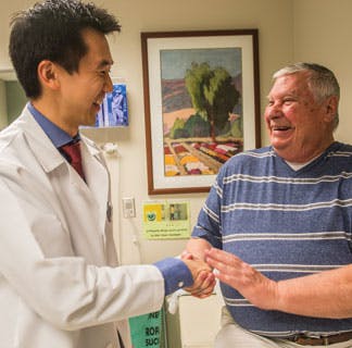 Stanley Liauw, MD, and prostate cancer patient